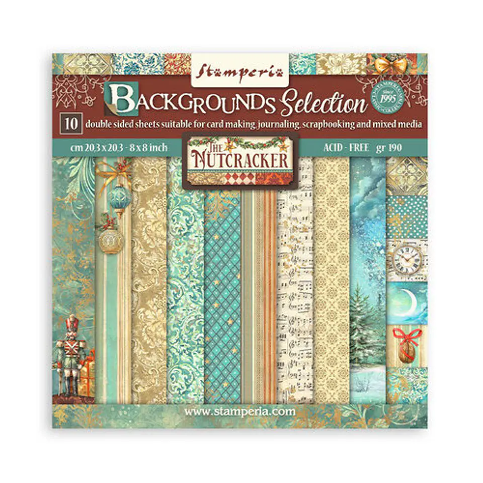 Stamperia — Bloco Scrapbook 20 × 20 cm The Nutcracker Backgrounds (SBBS113) 1