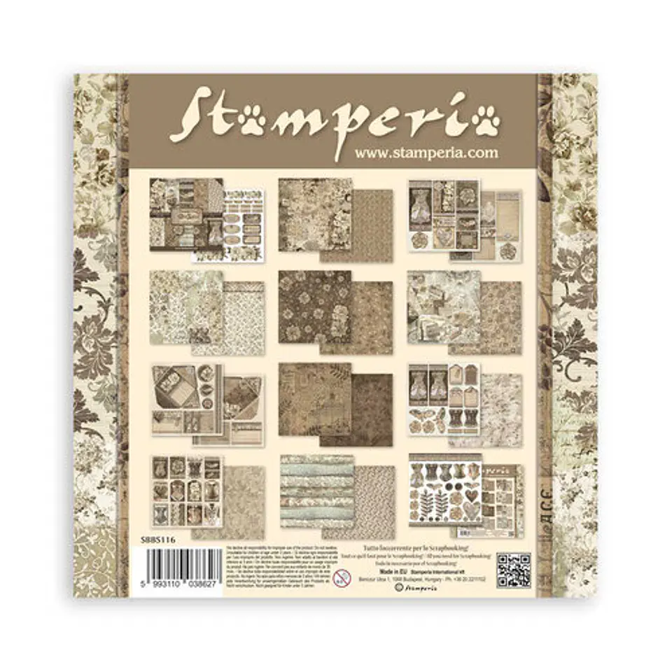 Stamperia — Bloco Scrapbook 20 × 20 cm Old Lace (SBBS116) 2