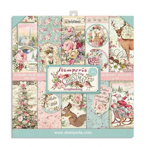 Stamperia — Bloco Scrapbook 20 × 20 cm Pink Christmas (SBBS16)