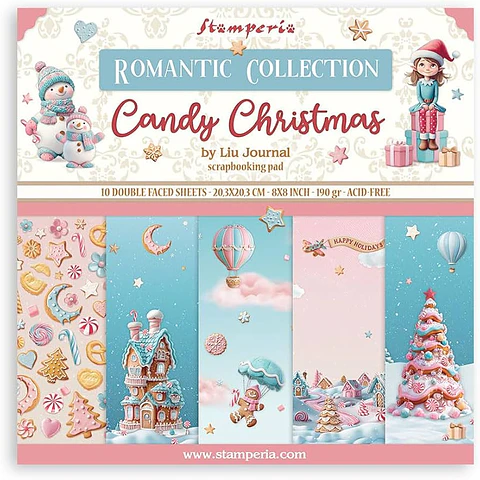 Stamperia — Bloco Scrapbook 20 × 20 cm Candy Christmas (SBBS129)
