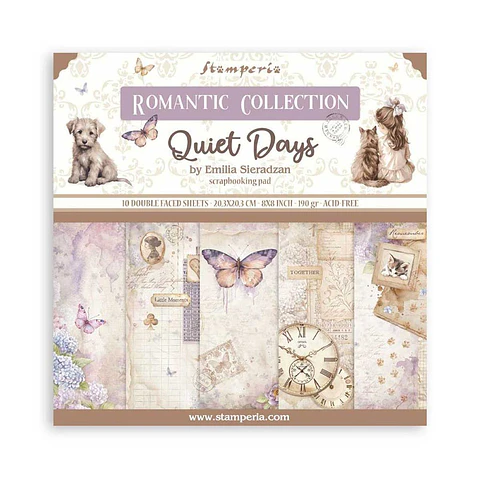 Stamperia — Bloco Scrapbook 20 × 20 cm Quiet Days (SBBS134)