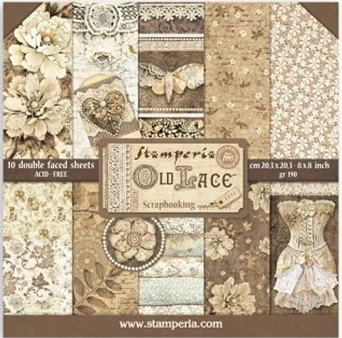 Stamperia — Bloco Scrapbook 20 × 20 cm Old Lace (SBBS116)