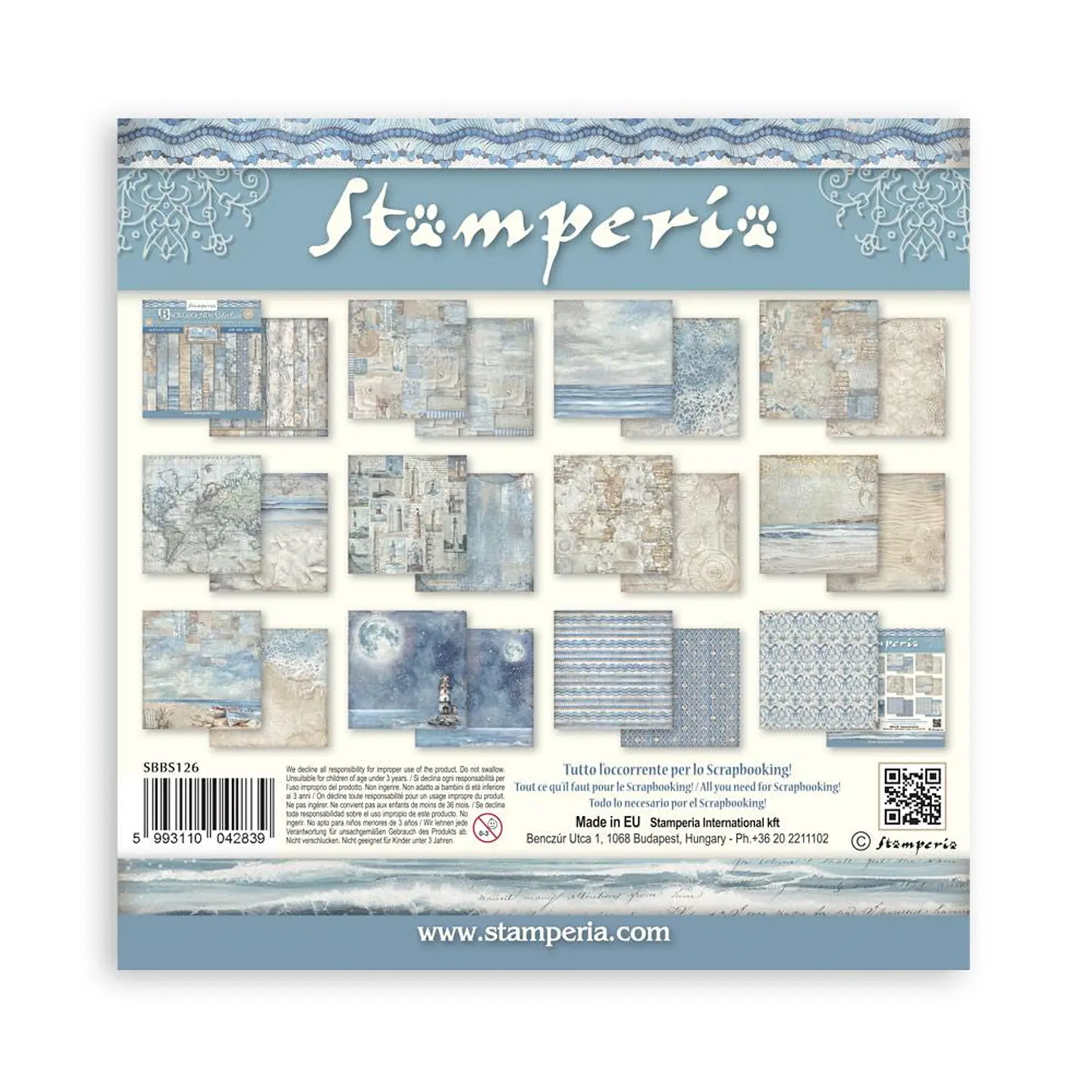 Stamperia — Bloco Scrapbook 20 × 20 cm Silent Sea Backgrounds (SBBS126) 2