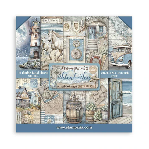 Stamperia — Bloco Scrapbook 20 × 20 cm Silent Sea (SBBS125)