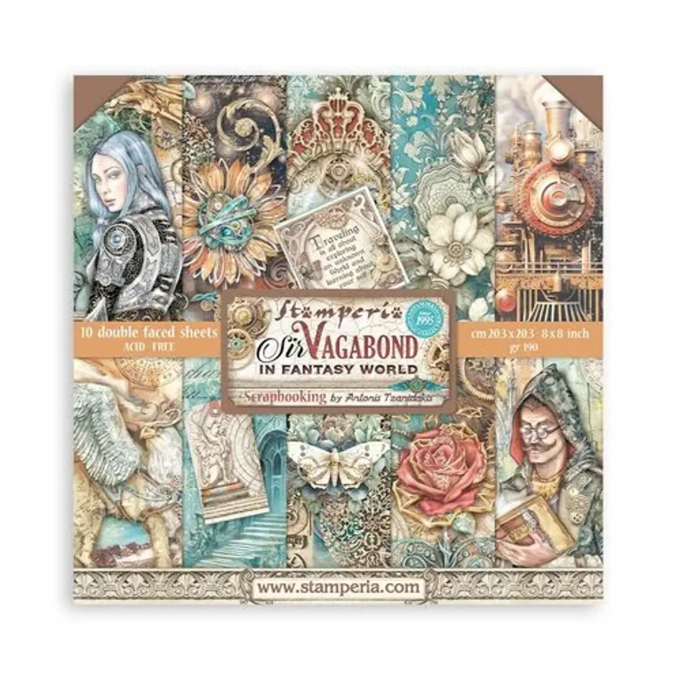 Stamperia — Bloco Scrapbook 20 × 20 cm Sir Vagabond in Fantasy World (SBBS98) 1