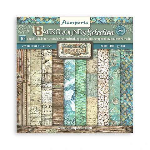 Stamperia — Bloco Scrapbook 20 × 20 cm Songs of the Sea Backgrounds (SBBS91)