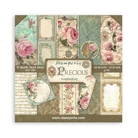 Bloco Scrapbooking Stamperia 30,5 × 30,5 cm — Precious (SBBL24)