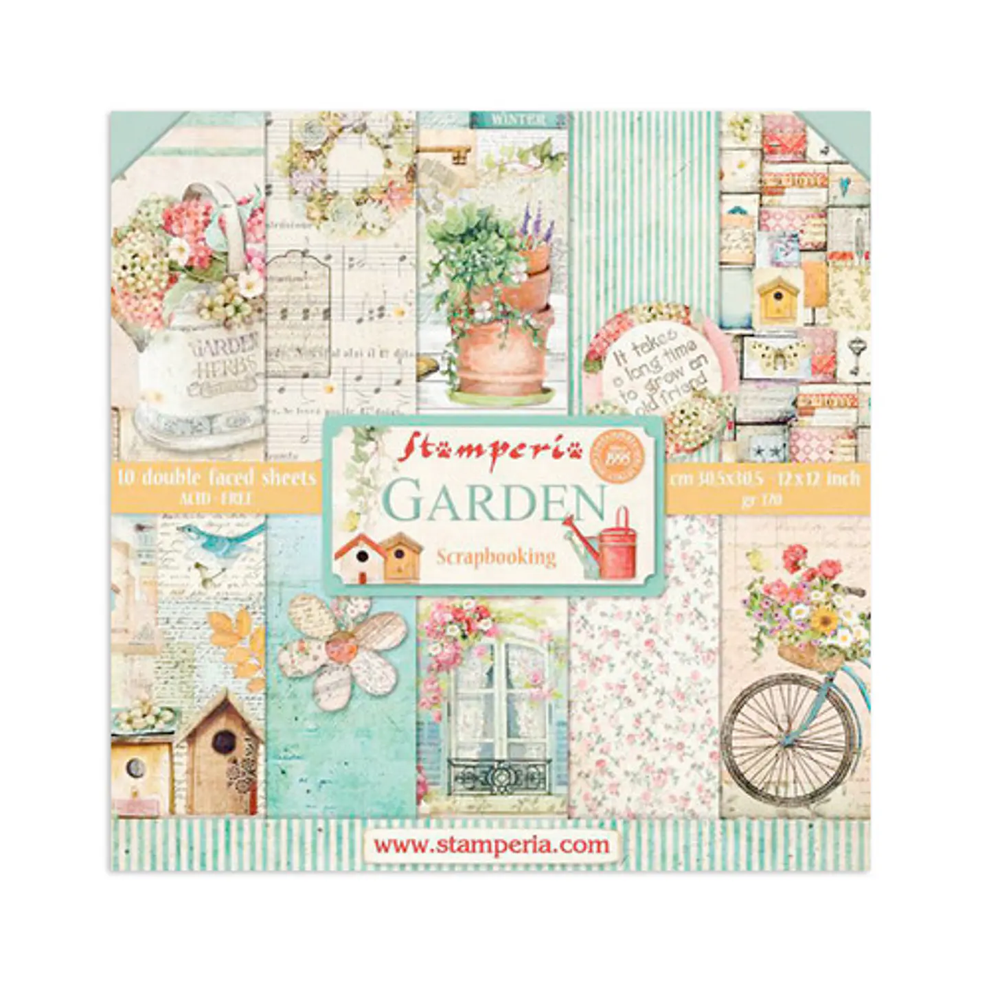 Bloco Scrapbooking Stamperia 30,5 × 30,5 cm — Garden (SBBL43) 1