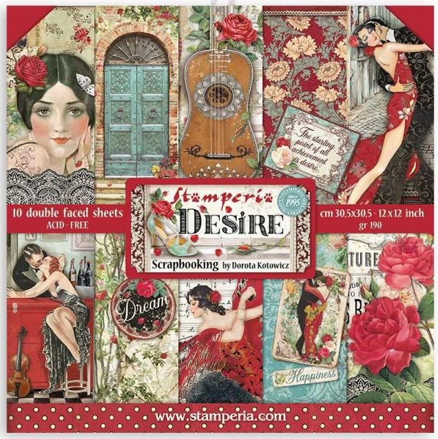 Bloco Scrapbooking Stamperia 30,5 × 30,5 cm — Desire (SBBL117)