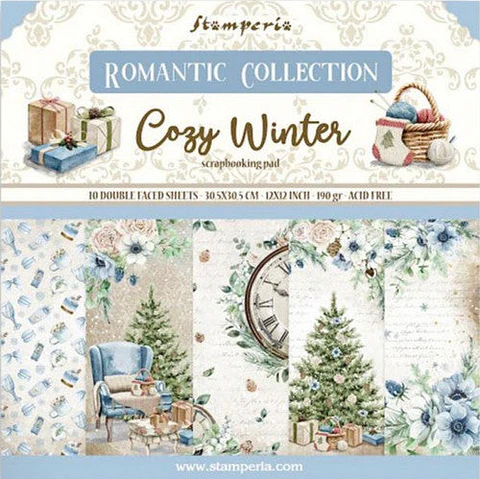 Bloco Scrapbooking Stamperia 30,5 × 30,5 cm — Romantic Cozy Winter (SBBL120)