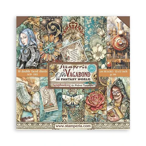 Bloco Scrapbooking Stamperia 30,5 × 30,5 cm — Sir Vagabond in Fantasy World (SBBL148)