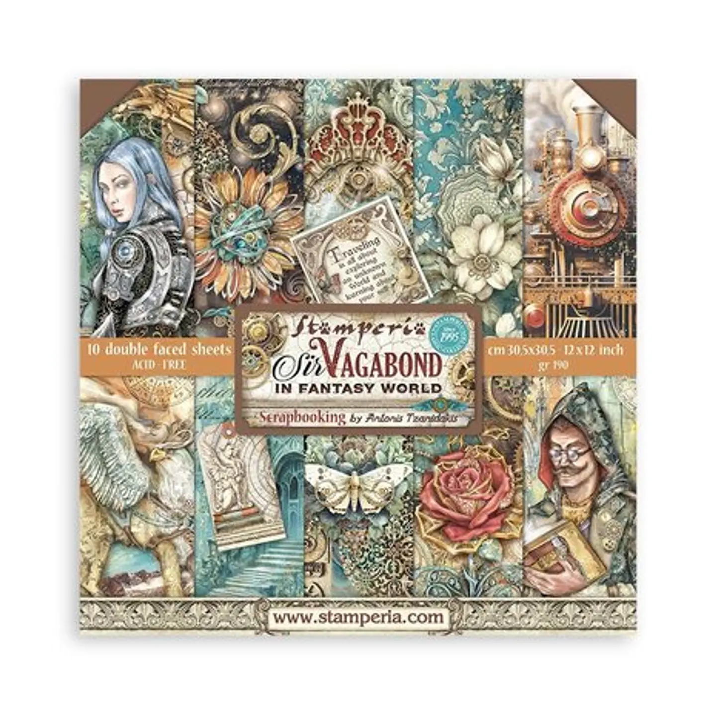 Bloco Scrapbooking Stamperia 30,5 × 30,5 cm — Sir Vagabond in Fantasy World (SBBL148) 1