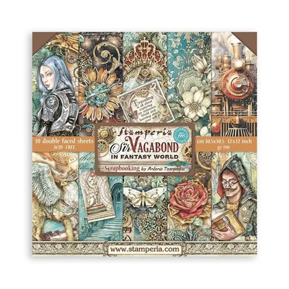Bloco Scrapbooking Stamperia 30,5 × 30,5 cm — Sir Vagabond in Fantasy World (SBBL148) 1