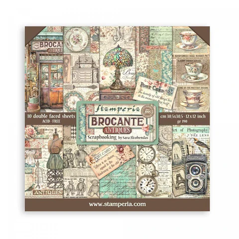 Bloco Scrapbooking Stamperia 30,5 × 30,5 cm — Brocante Antiques (SBBL150)