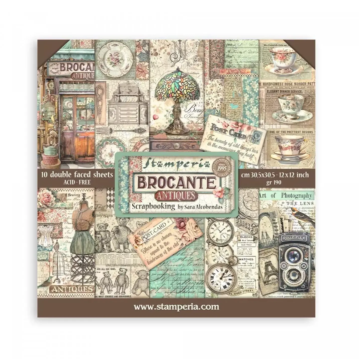 Bloco Scrapbooking Stamperia 30,5 × 30,5 cm — Brocante Antiques (SBBL150) 1