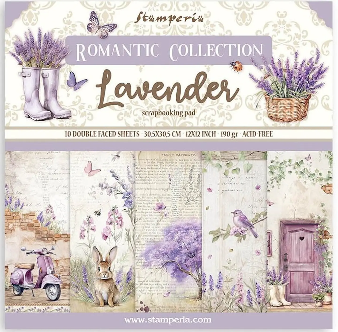 Bloco Scrapbooking Stamperia 30,5 × 30,5 cm — Lavender (SBBL155) 1
