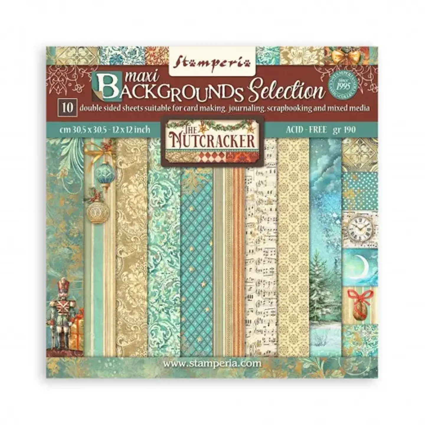 Bloco Scrapbooking Stamperia 30,5 × 30,5 cm — The Nutcracker – Maxi Backgrounds (SBBL159) 1