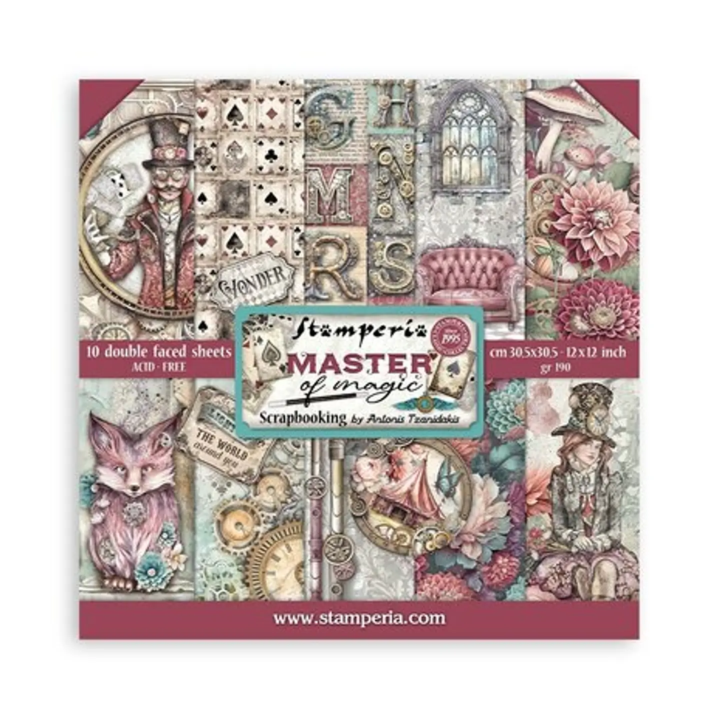 Bloco Scrapbooking Stamperia 30,5 × 30,5 cm — Master of Magic (SBBL166) 1