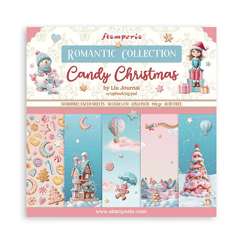 Bloco Scrapbooking Stamperia 30,5 × 30,5 cm — Candy Christmas (SBBL173)