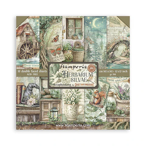 Bloco Scrapbooking Stamperia 30,5 × 30,5 cm — Herbarium Silvae (SBBL179)
