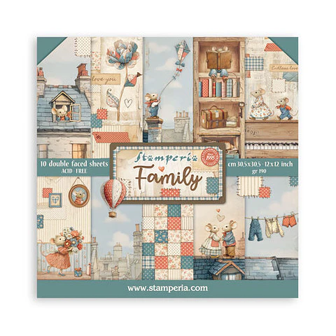 Bloco Scrapbooking Stamperia 30,5 × 30,5 cm — Family (SBBL181)