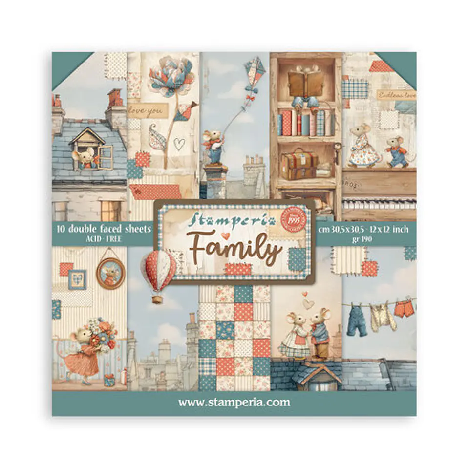 Bloco Scrapbooking Stamperia 30,5 × 30,5 cm — Family (SBBL181) 1