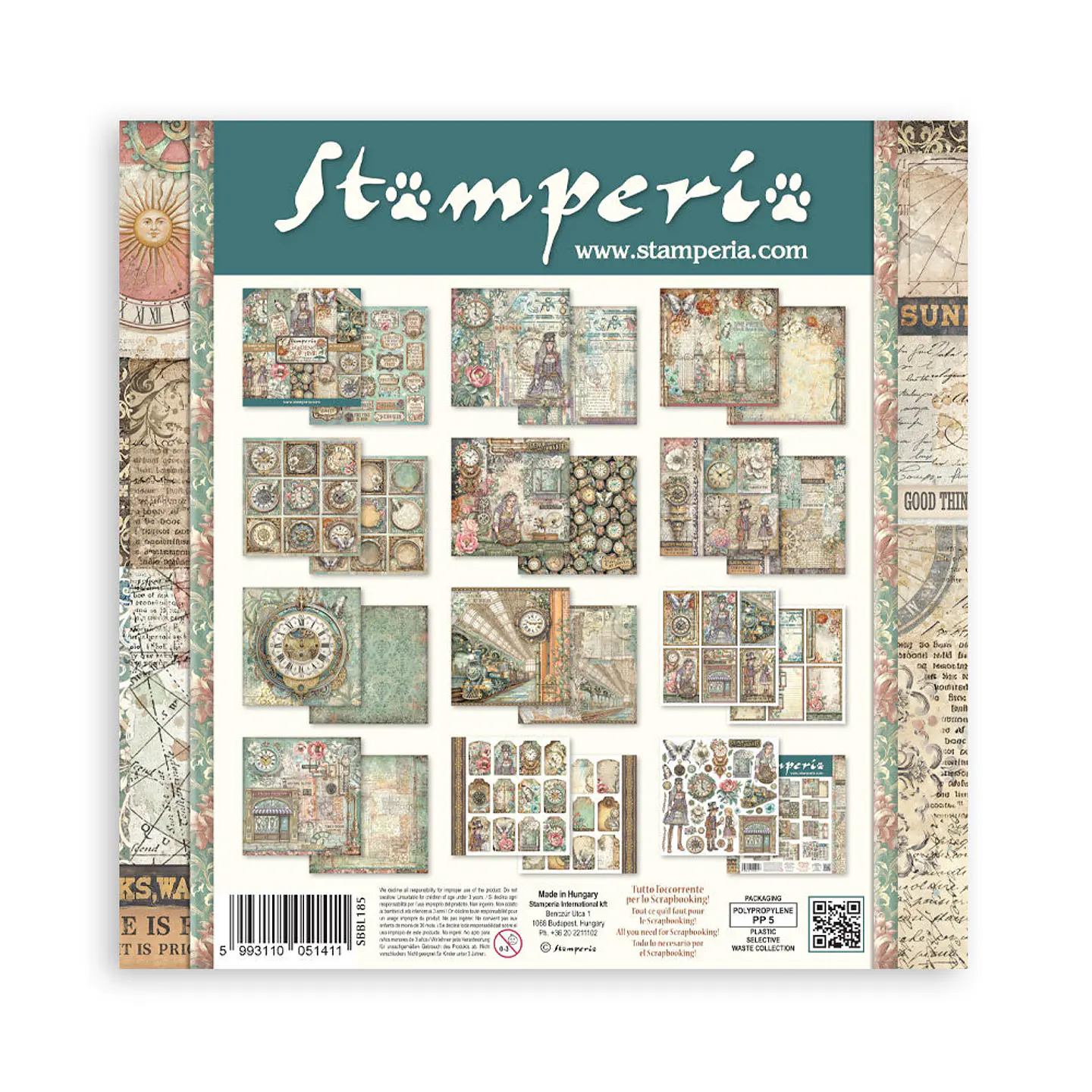 Bloco Scrapbooking Stamperia 30,5 × 30,5 cm — Gardens of Time (SBBL185) 2