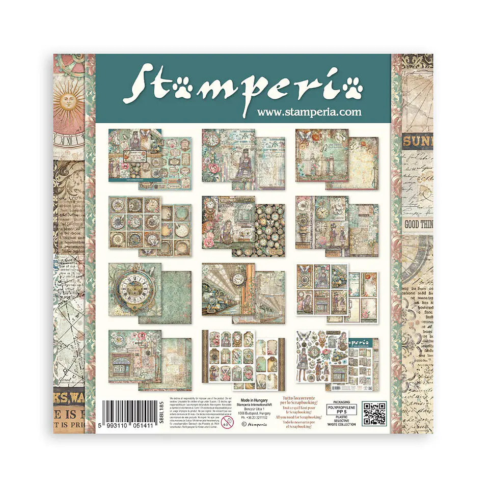 Bloco Scrapbooking Stamperia 30,5 × 30,5 cm — Gardens of Time (SBBL185) 2