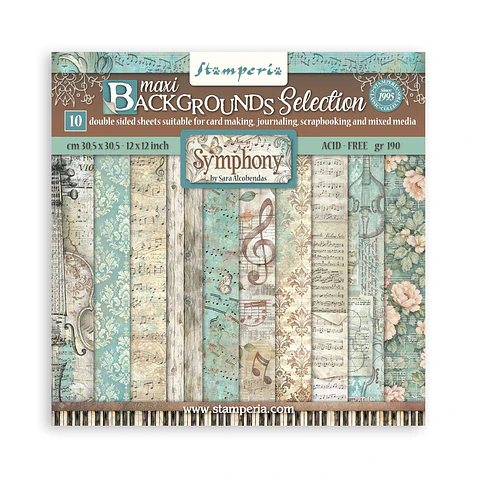 Bloco Scrapbooking Stamperia 30,5 × 30,5 cm — Symphony – Backgrounds (SBBL189)