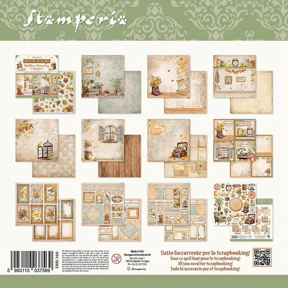 Bloco Scrapbooking Stamperia 30,5 × 30,5 cm — Golden Harmony (SBBL160) 2