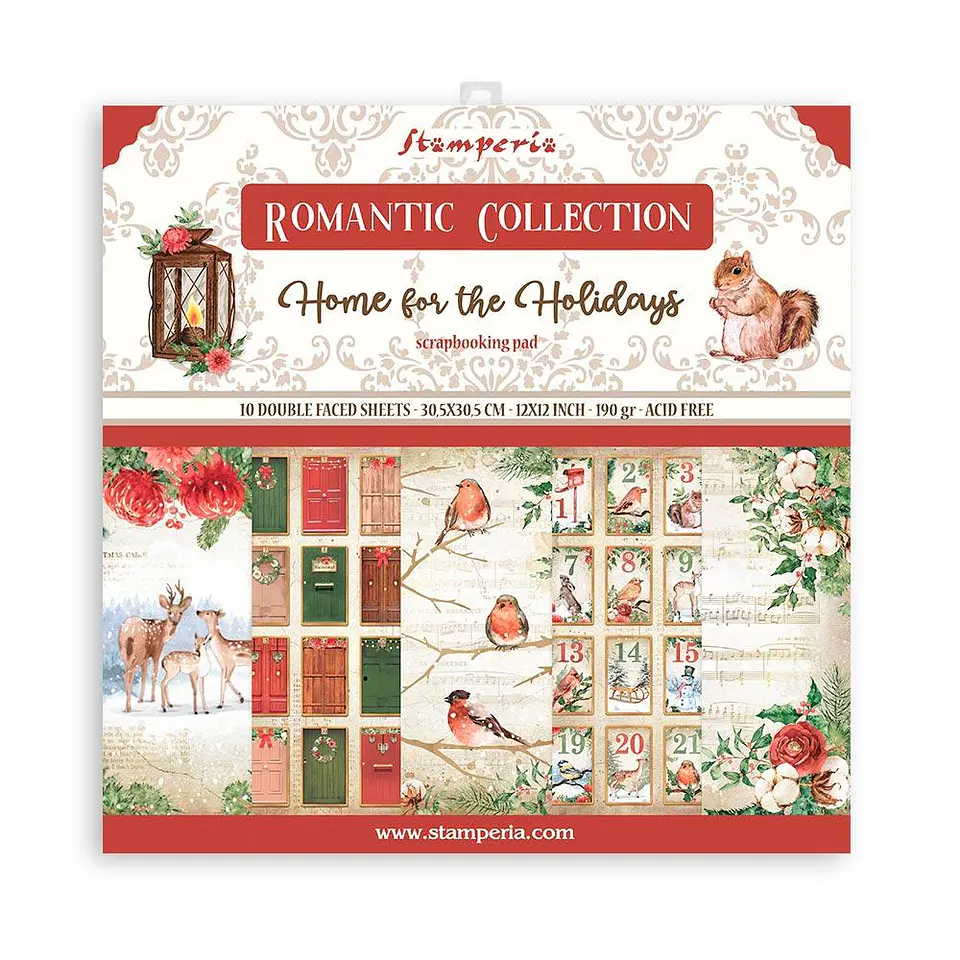 Bloco Scrapbooking Stamperia 30,5 × 30,5 cm — Romantic Home for the Holidays (SBBL119) 1