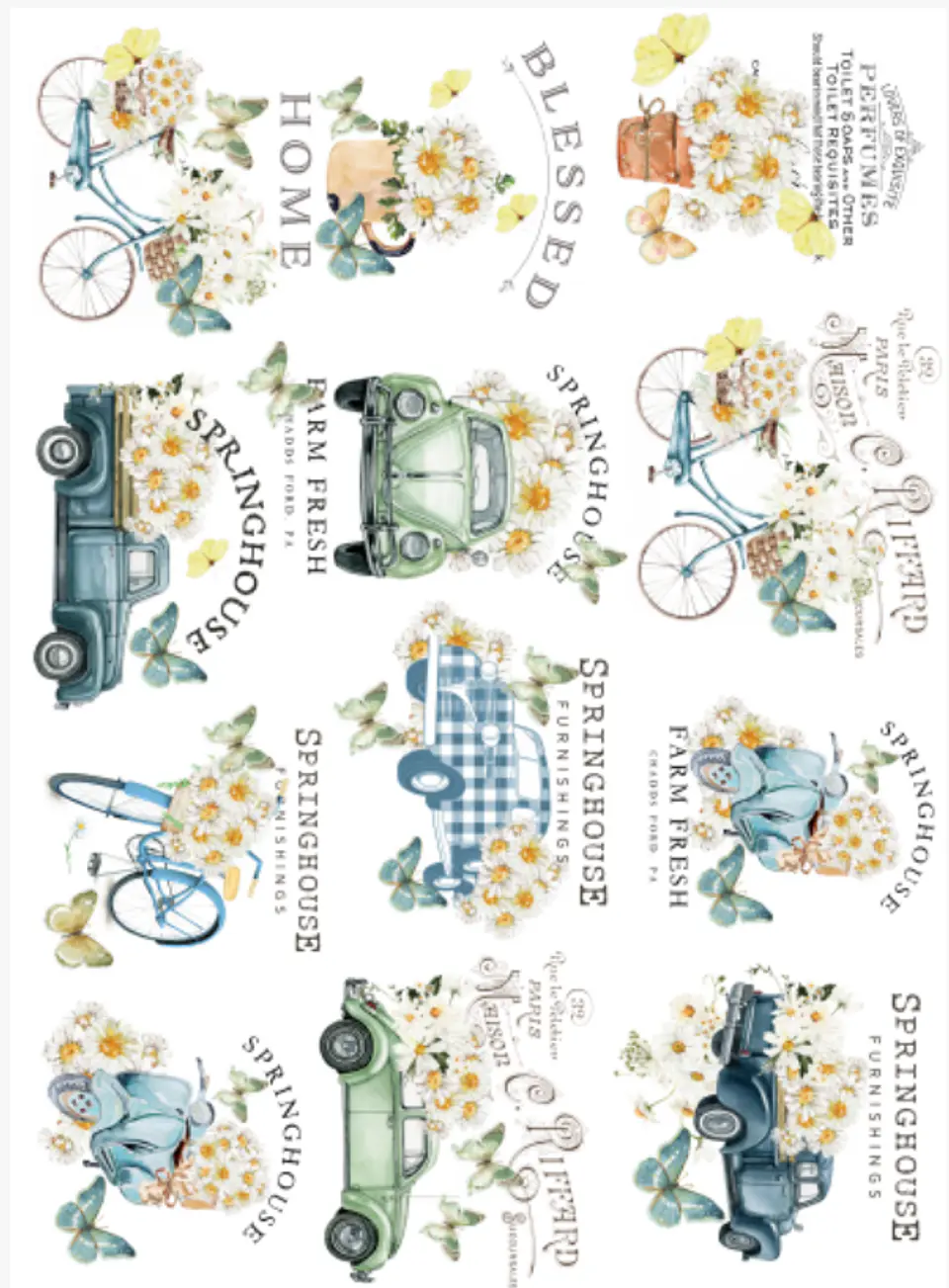 Lâmina de Seda La Tiendita Shabby Chic – MARGARITAS 1 – 70×50 cm 1