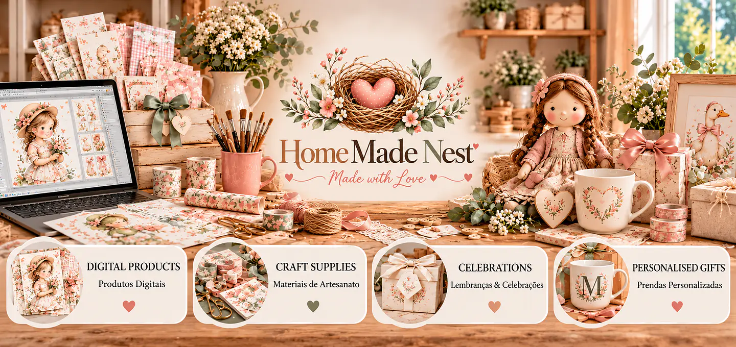 Home Made Nest — materiais, produtos digitais, lembranças e peças personalizadas