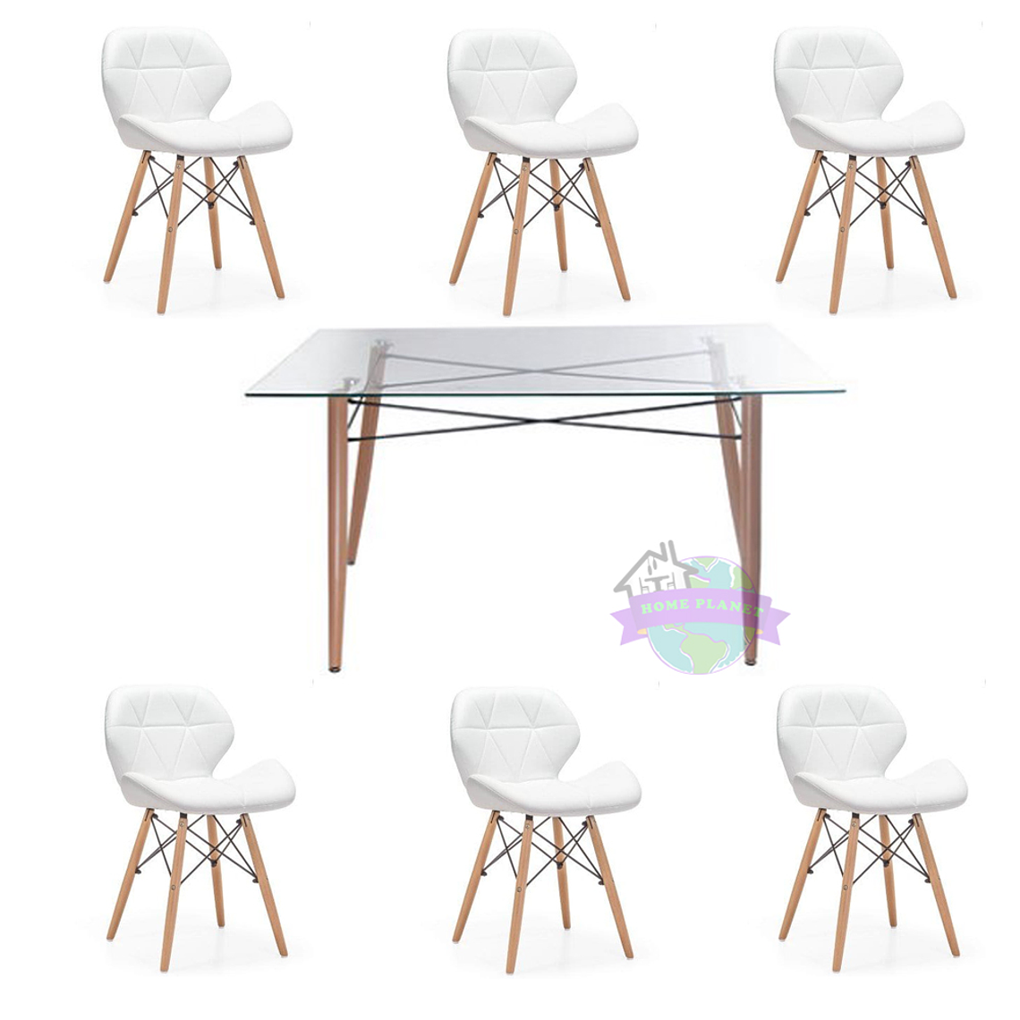 Comedor Florencia rectangular vidrio 140x90 cm y 6 Sillas Rubik 4