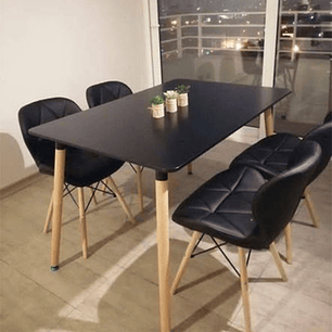 Comedor Praga rectangular negro con 4 Sillas Mariposas Rubik