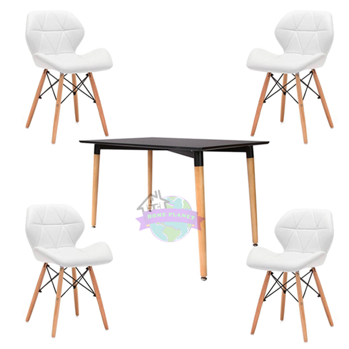 Comedor Praga rectangular negro con 4 Sillas Mariposas Rubik 4