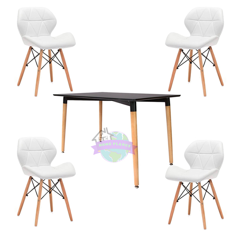 Comedor Praga rectangular negro con 4 Sillas Mariposas Rubik 4