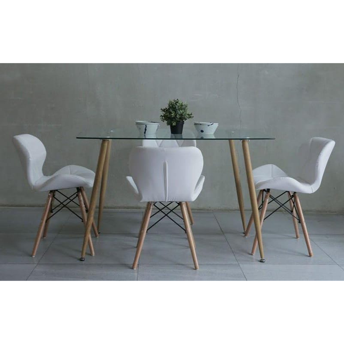 Comedor Paris rectangular vidrio 120x80cm con 4 Sillas Mariposas Rubik 1