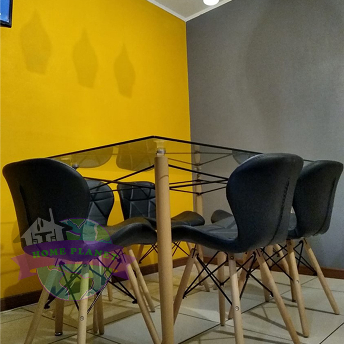 Comedor Florencia rectangular vidrio 140x90 cm y 6 Sillas Rubik 2