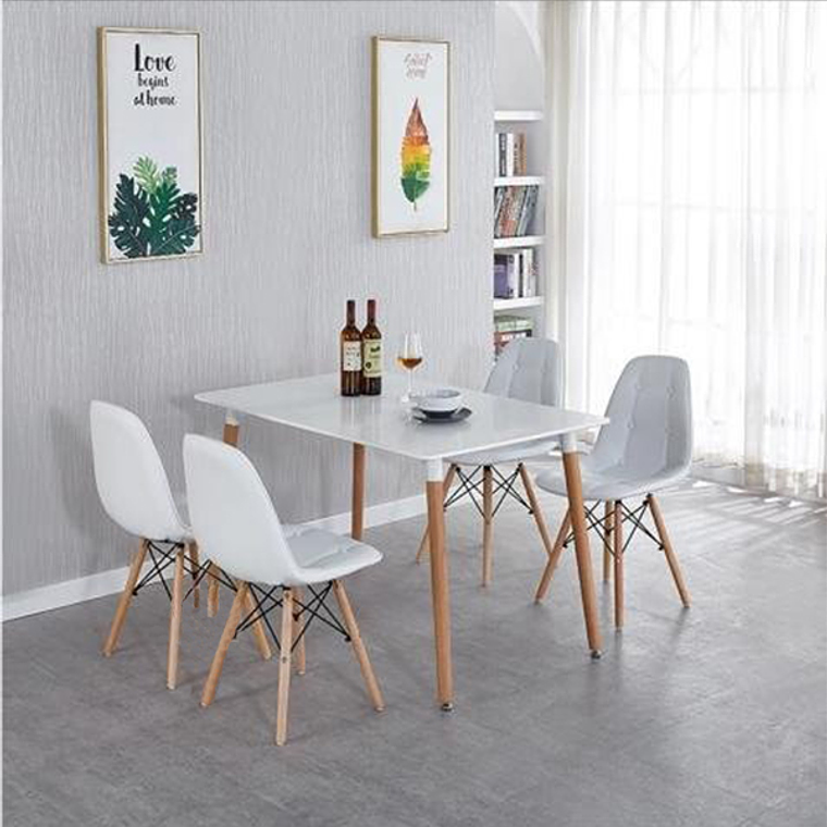 Comedor Ginebra rectangular blanco con 4 Sillas Buckle 2