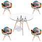 Comedor redondo vidrio 100 cm y 4 Butacas Patchwork - Miniatura 1