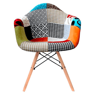 Comedor redondo vidrio 100 cm y 4 Butacas Patchwork