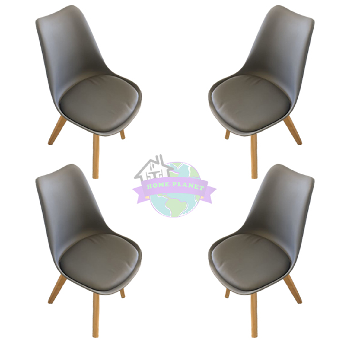 Comedor Bélgica rectangular negro 120x80 cm y 4 Sillas Tulip Gris 2