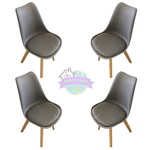 Comedor Bélgica rectangular negro 120x80 cm y 4 Sillas Tulip Gris