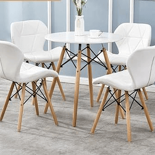 Comedor Holanda redondo blanco 80 cm con 4 Sillas Mariposas Rubik