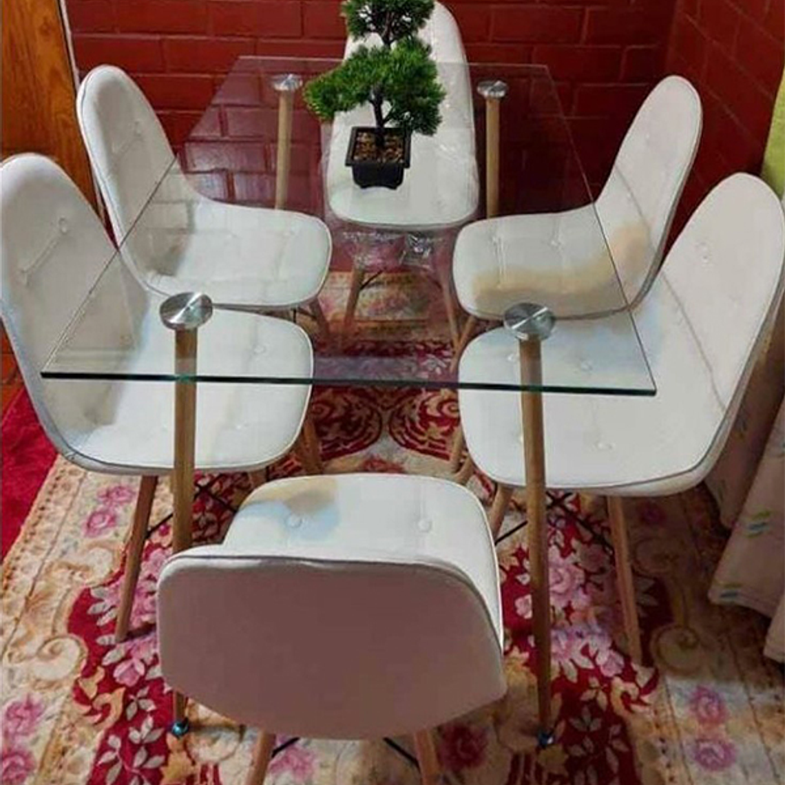 Comedor Beijing rectangular vidrio 120x80 cm con 6 Sillas Buckle 1