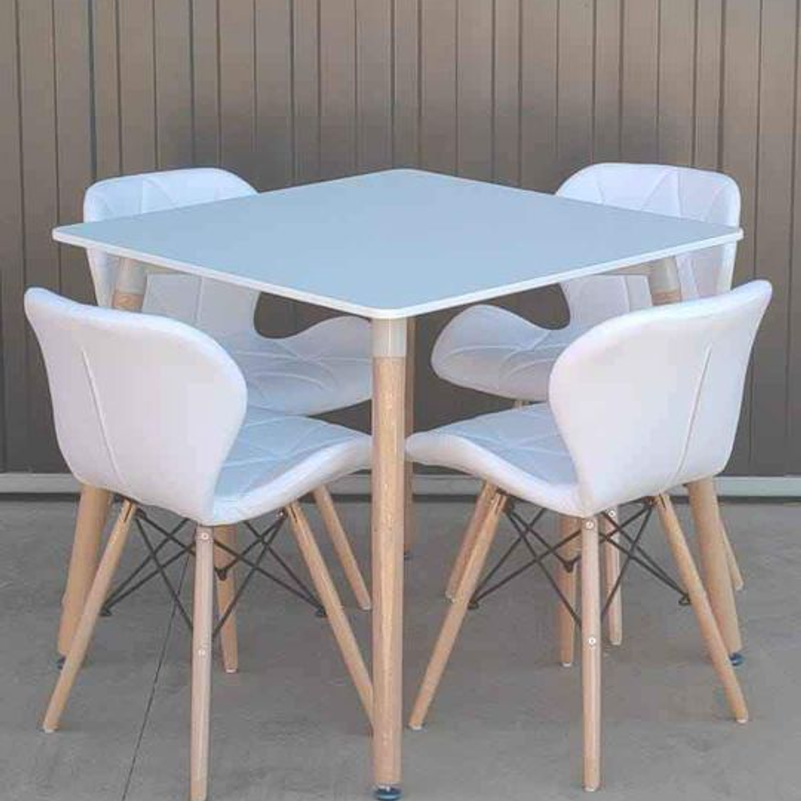 Comedor Niza cuadrado blanco 80X80 cm con 4 Sillas Mariposas Rubik 3
