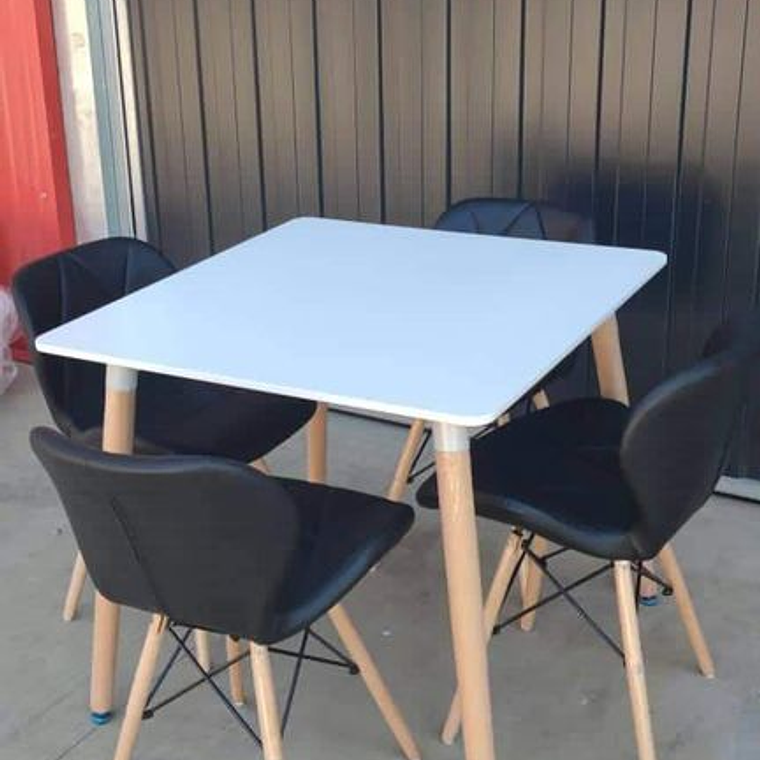 Comedor Niza cuadrado blanco 80X80 cm con 4 Sillas Mariposas Rubik 4