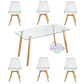 Comedor Bled rectangular vidrio 140x80 cm con 6 Sillas Tulip - Miniatura 2