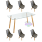 Comedor Bled rectangular vidrio 140x80 cm con 6 Sillas Tulip - Miniatura 4